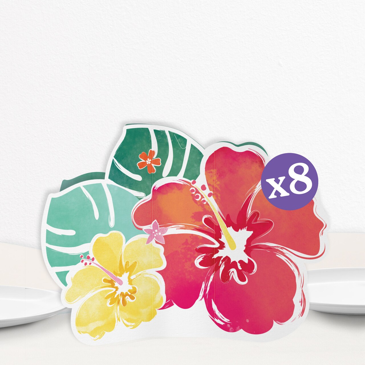 Big Dot of Happiness 3D Hawaiian Luau Centerpiece Table Decorations, Assorted Hibiscus Flowers, Freestanding Tropical Party Centerpieces - 8 Count